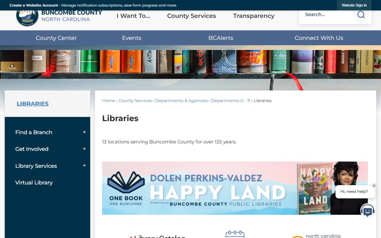 Buncombe County Library in Asheville, a key resource for Asheville obituary and death records