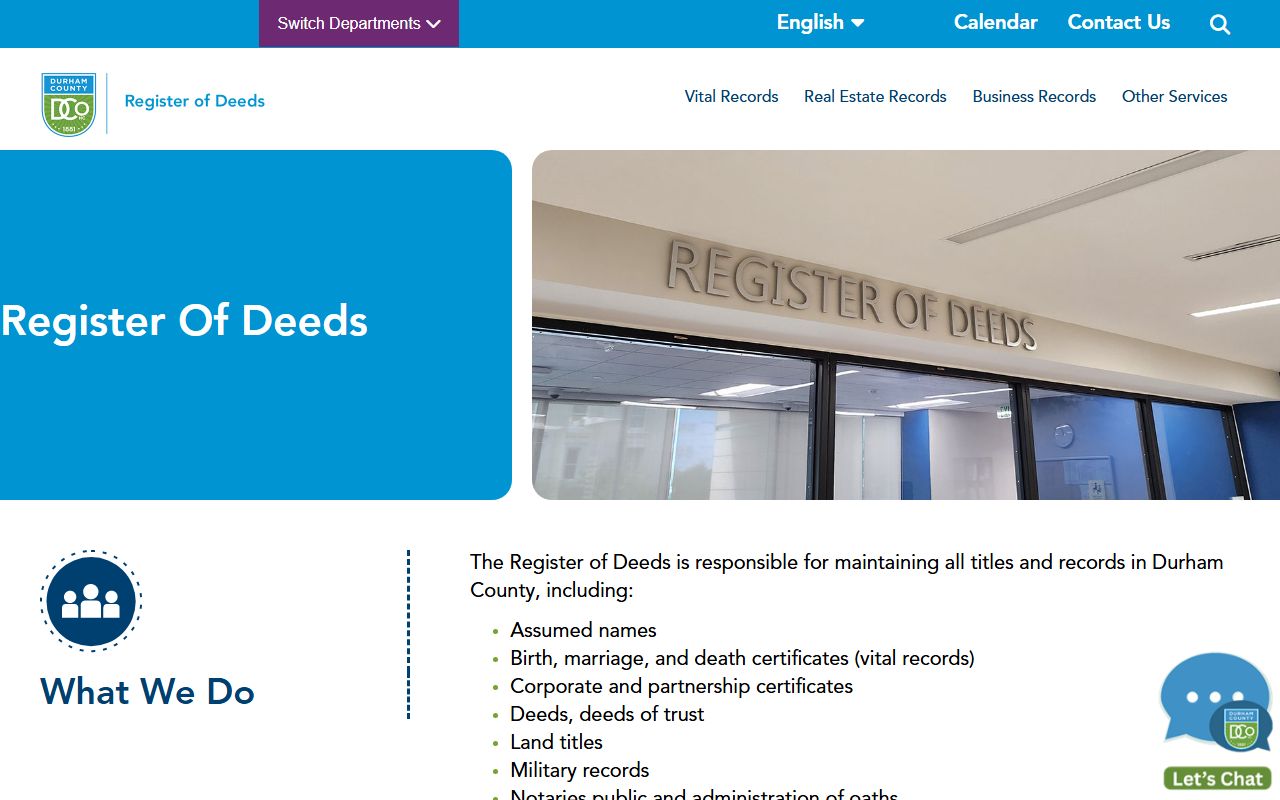 Durham County Register of Deeds for Durham obituary and death records research