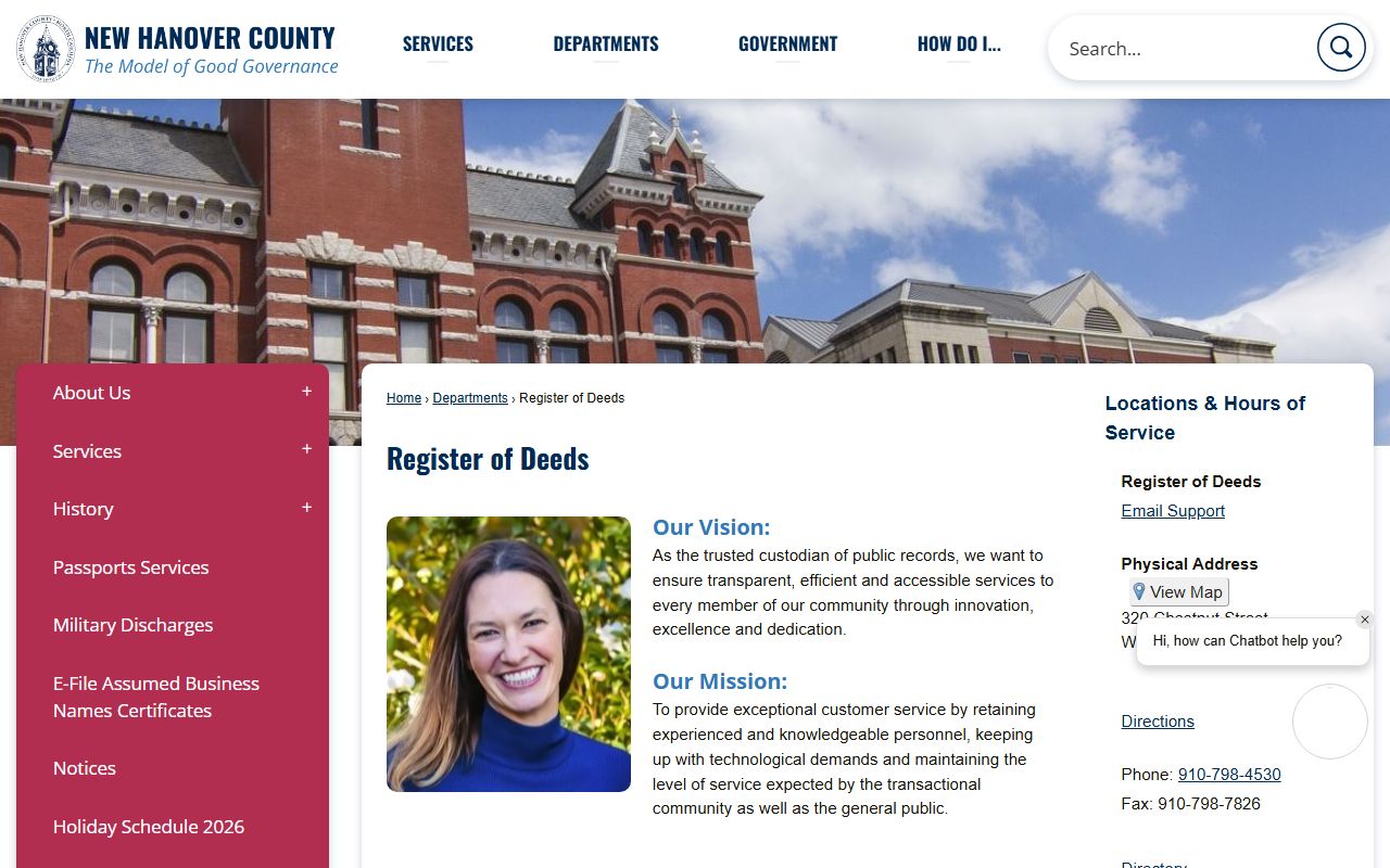 New Hanover County Register of Deeds for Wilmington obituary and death records