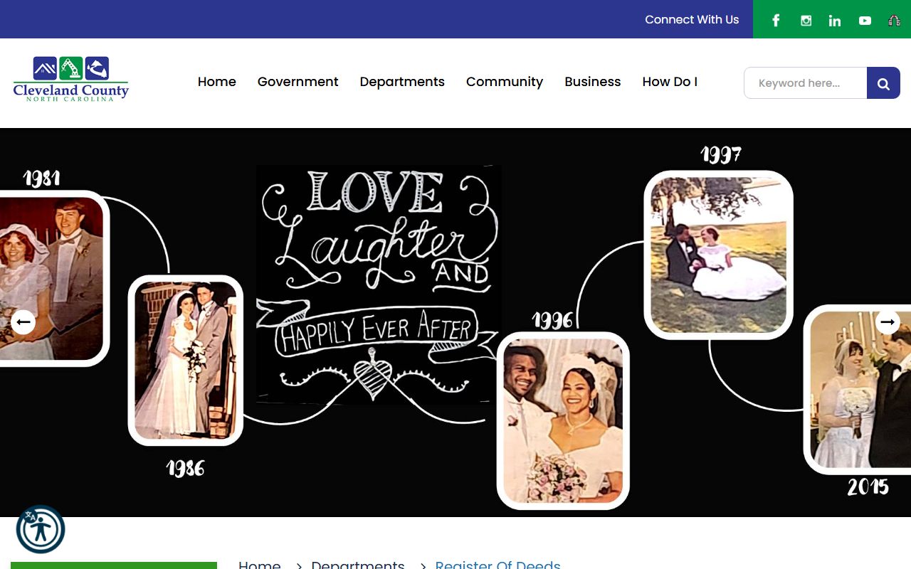 Cleveland County Register of Deeds in Shelby providing obituary and death record access