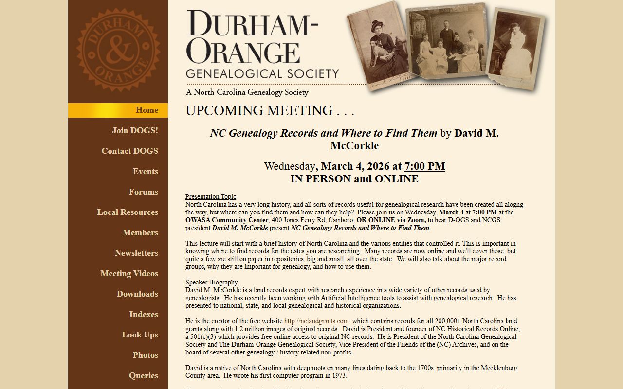 Durham-Orange Genealogical Society for Durham County obituary research