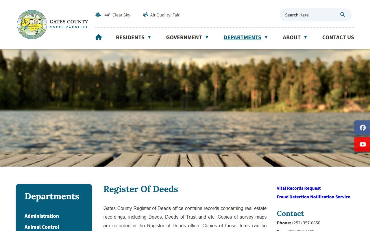 Gates County Register of Deeds website for obituary and death records