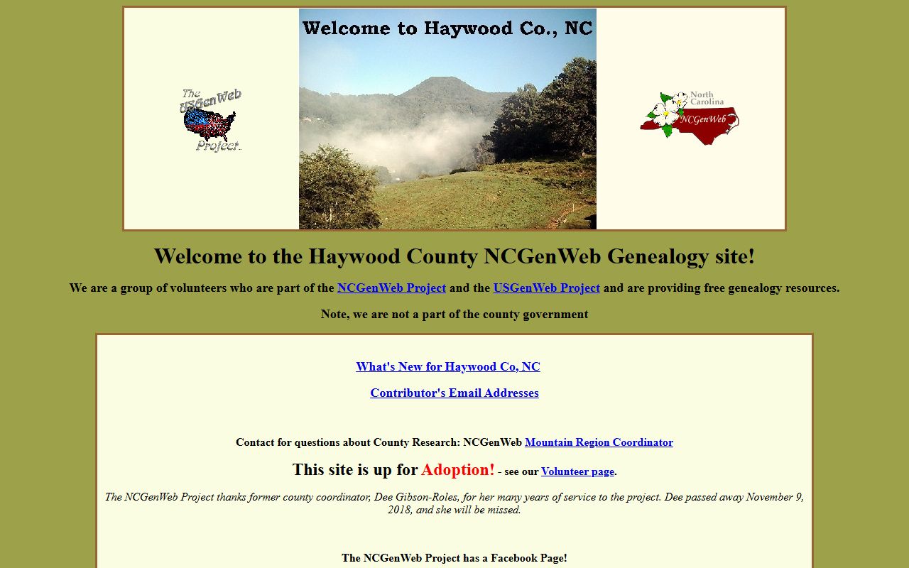 NCGenWeb Haywood County genealogy resources for Haywood County obituary and death record research