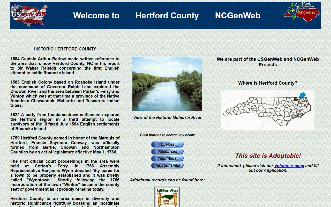 NCGenWeb Hertford County genealogy resources for Hertford County obituary and death record research