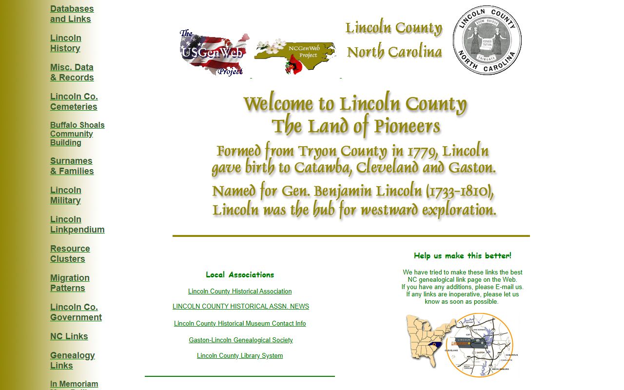 NCGenWeb Lincoln County page for obituary and death record research