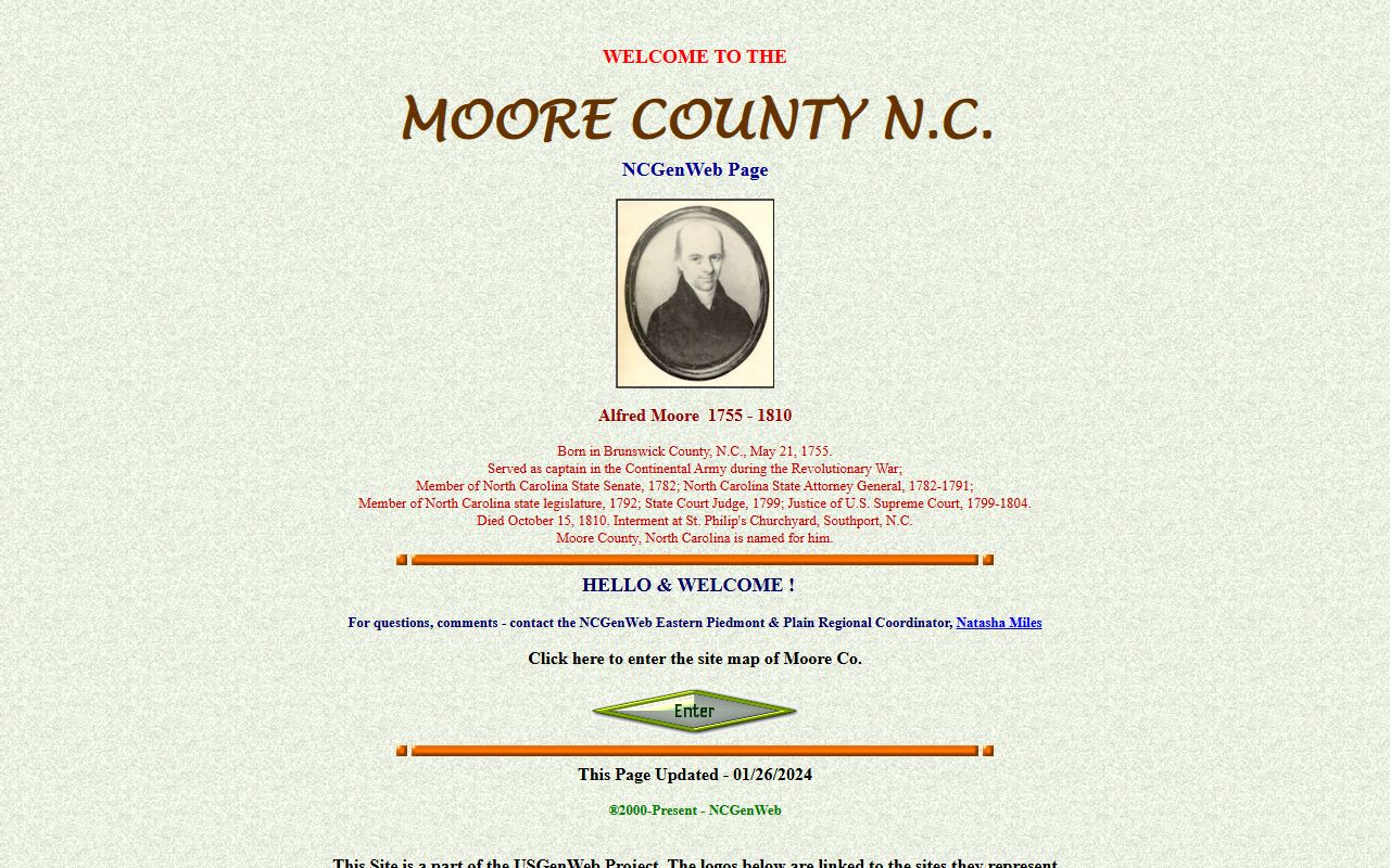 NCGenWeb Moore County page for obituary and death records research