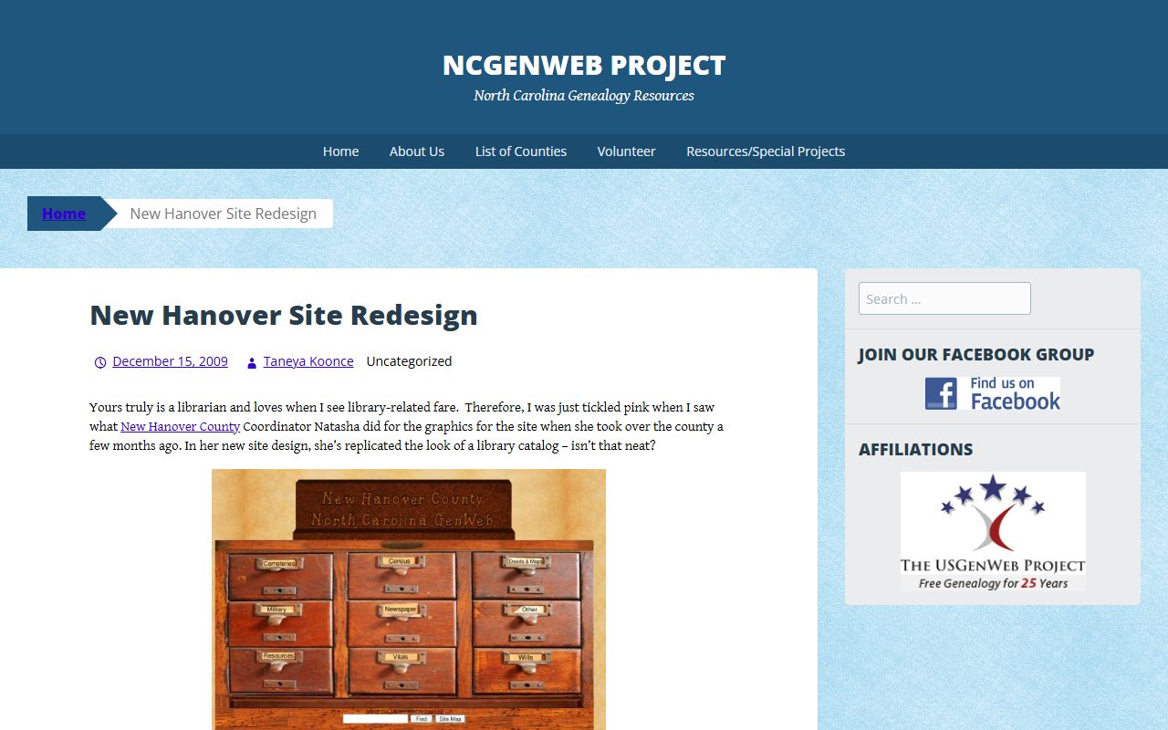 NCGenWeb New Hanover County page for obituary and death records research