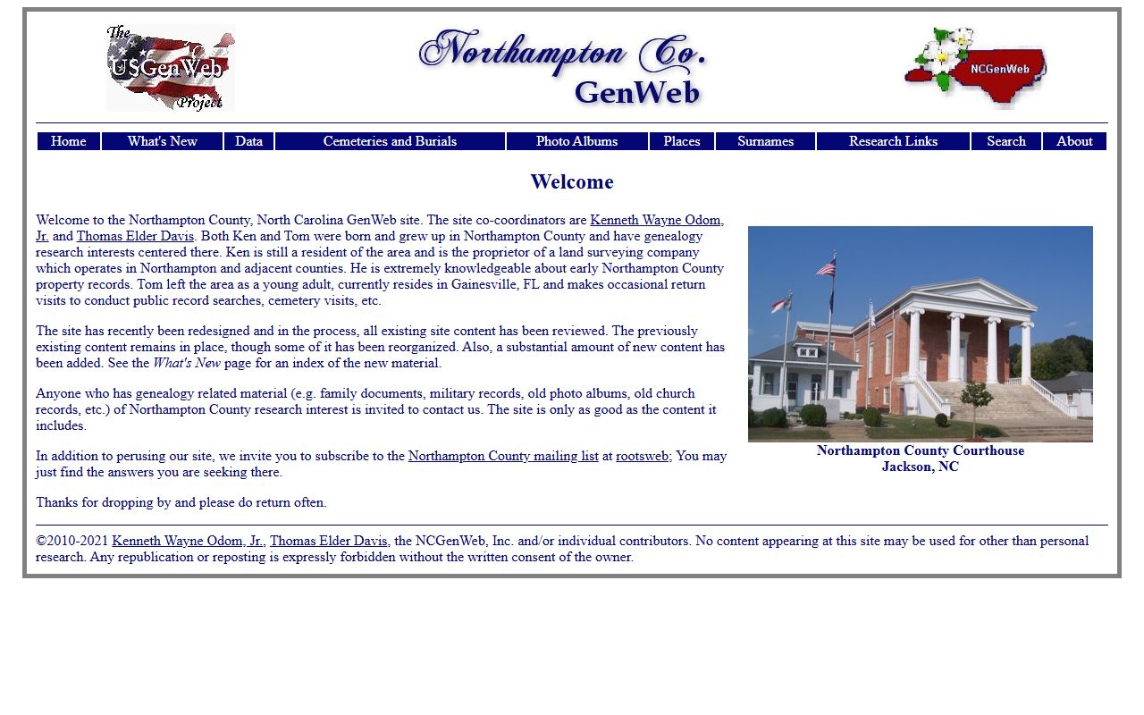 NCGenWeb Northampton County page for obituary and death records research