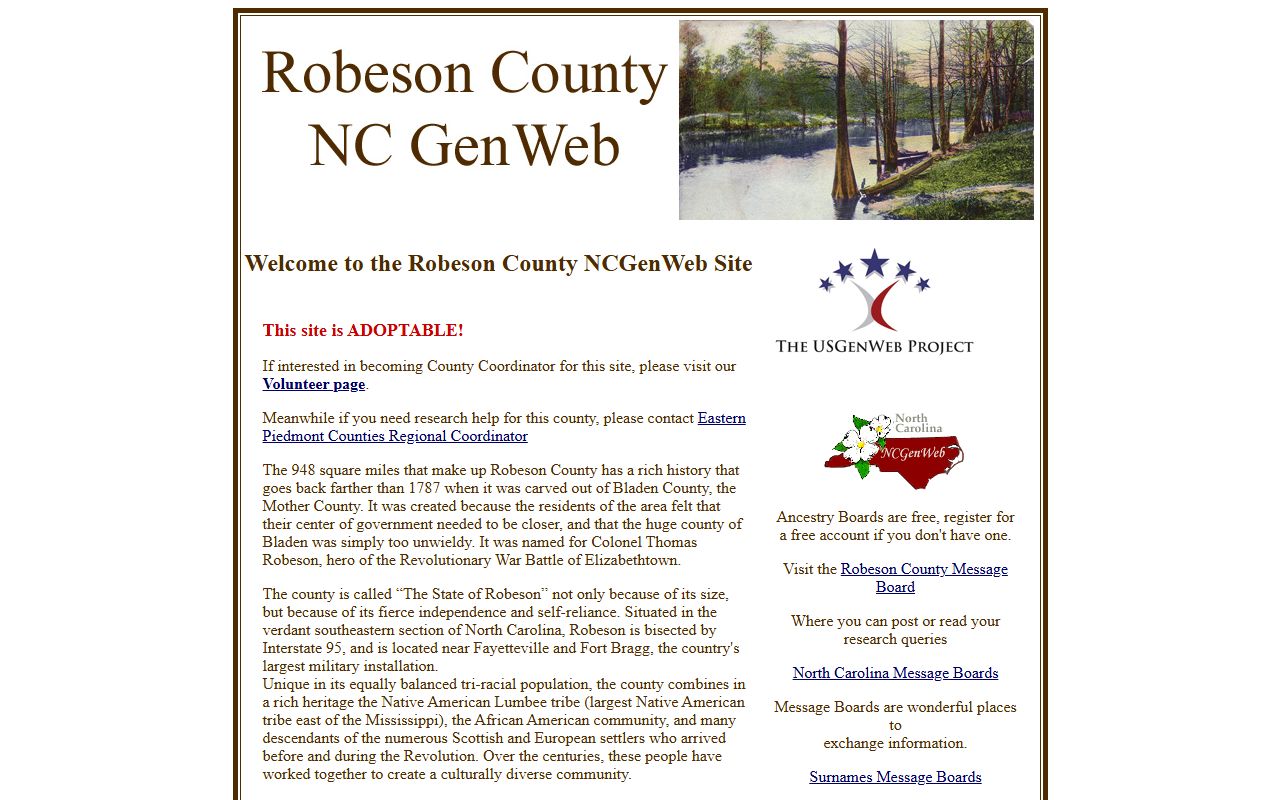 NCGenWeb Robeson County obituary and death records project