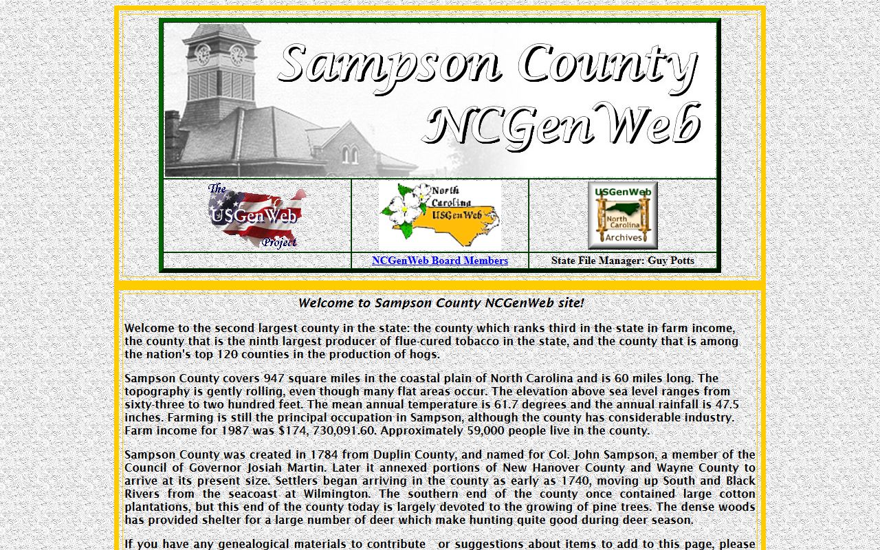 NCGenWeb Sampson County obituary and death records project