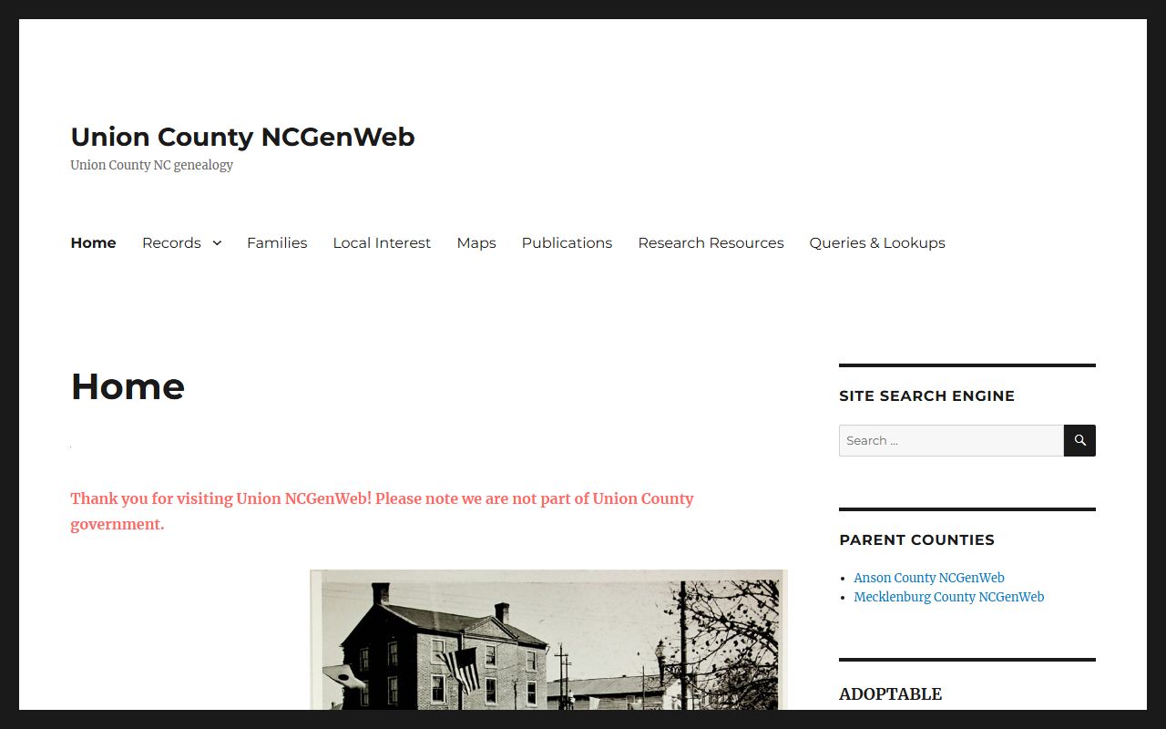 NCGenWeb Union County page supporting Union County obituary and death record research