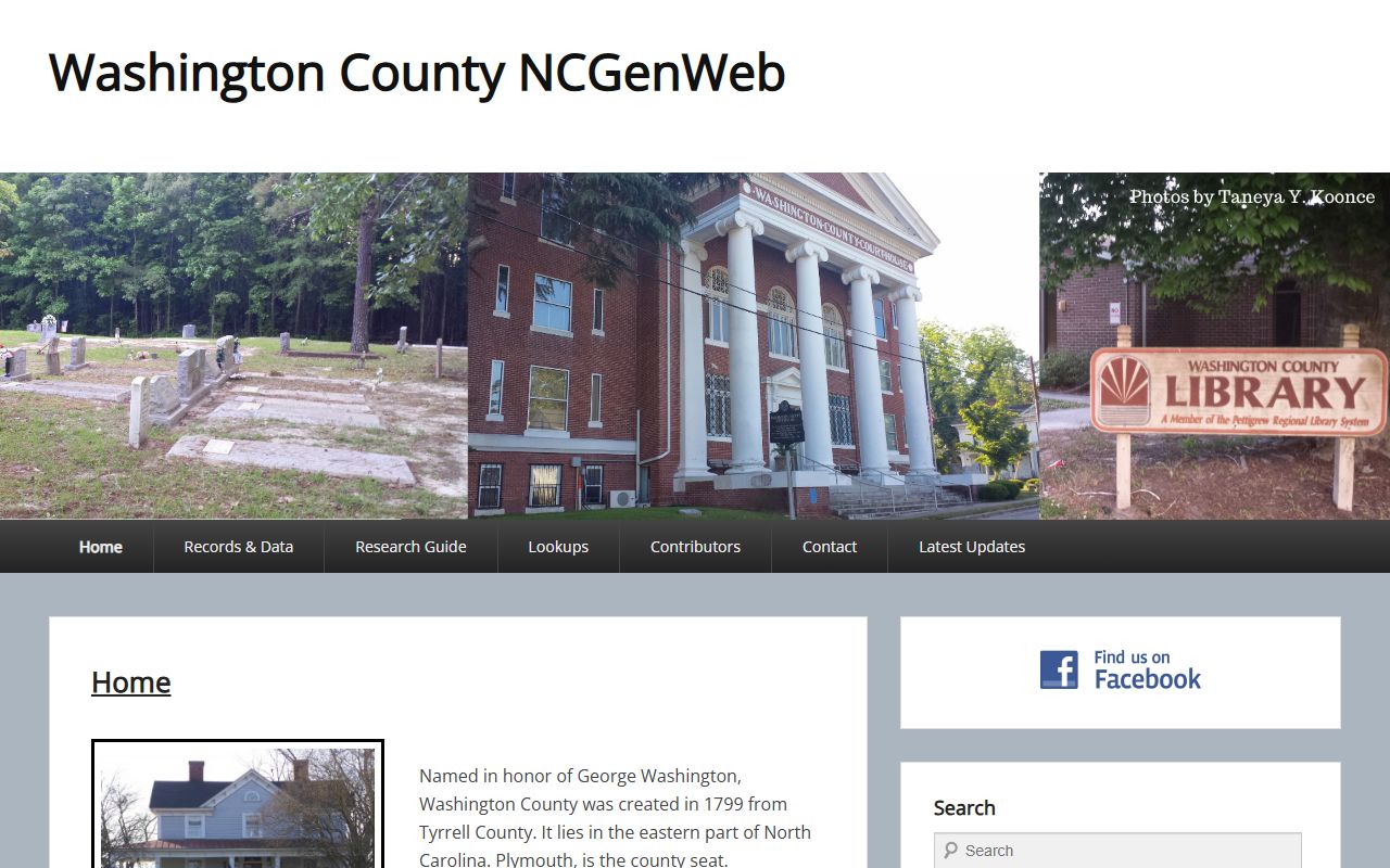 NCGenWeb Washington County page supporting Washington County obituary and death record research in Plymouth