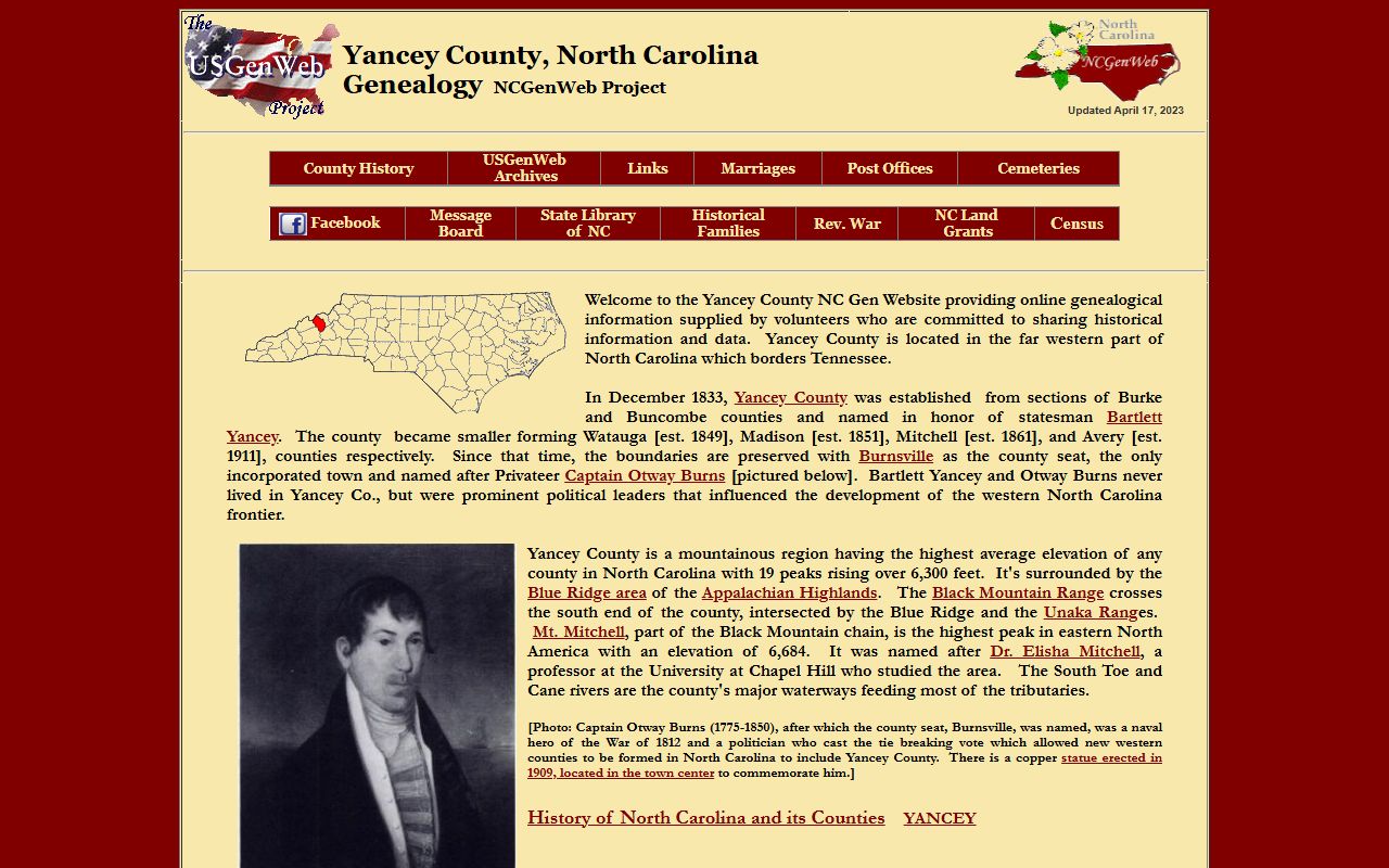 NCGenWeb Yancey County obituary and death records resources