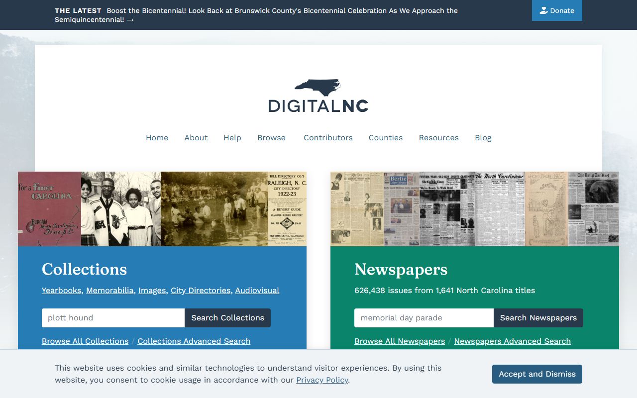 DigitalNC Heritage Center obituary newspaper search for North Carolina